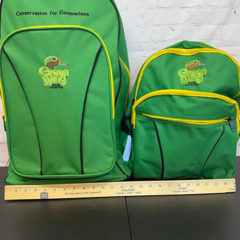 Ducks Unlimited Green Wing Rolling Suitcase and Backpack Set Green Yellow